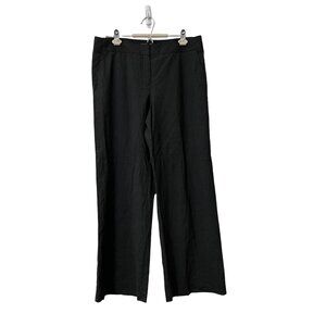 Lafayette 148 NY Womens Charcoal Gray Wide Leg Virgin Wool Trouser Pants 10